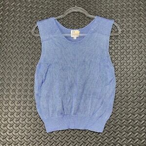 Vintage Fía Italia Hand‎ Loomed Light Blue Casual Wear Comfort Vest Women's XL